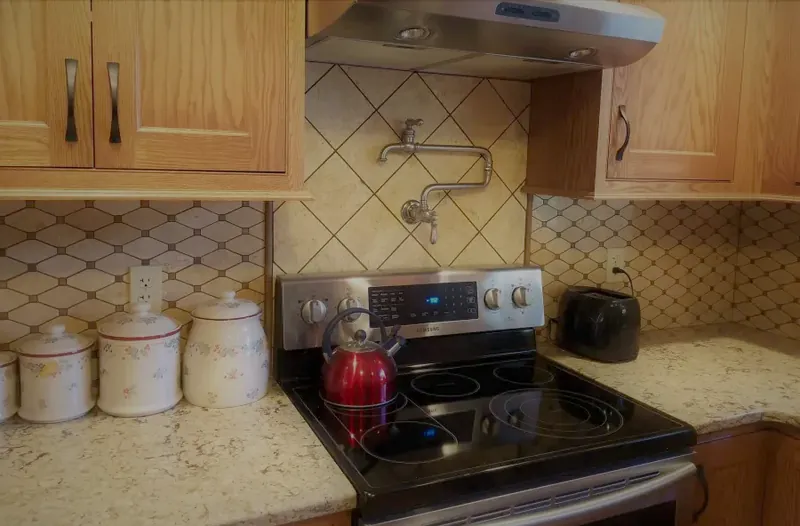 Diagonal tile accent backsplash in Wolcott, CT