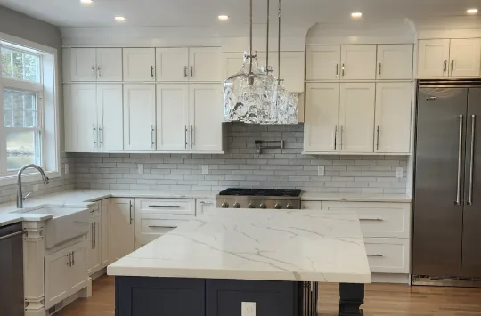 Gray subway tile backsplash in Bantam, CT